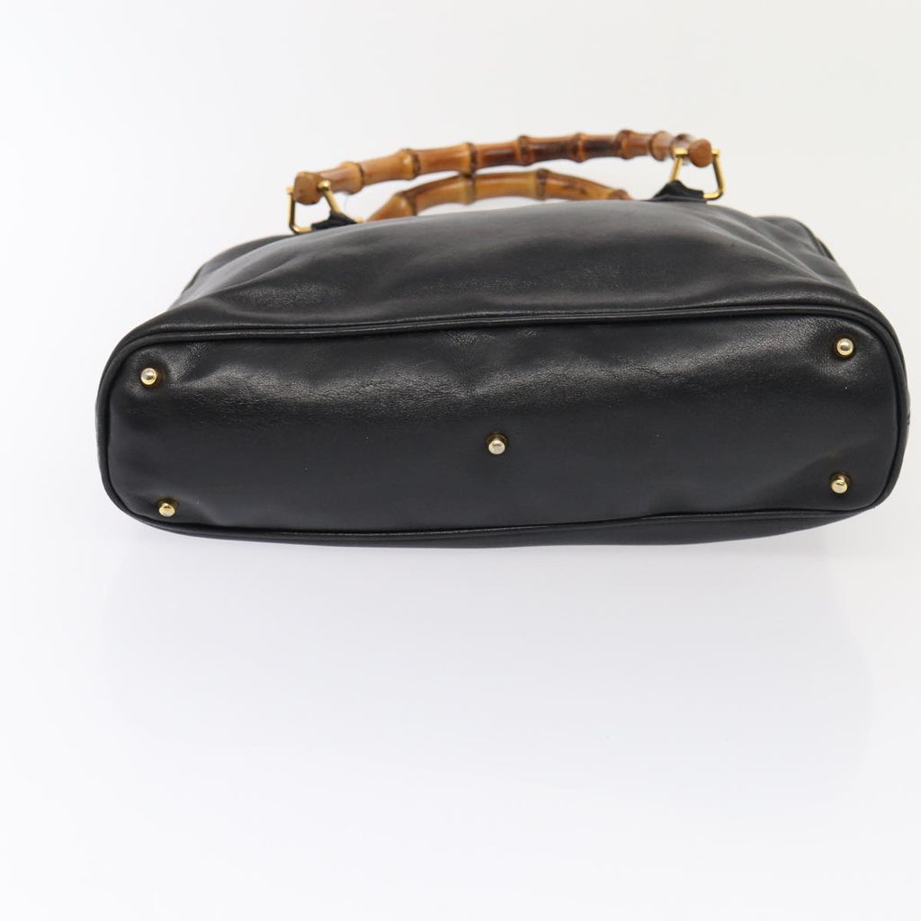 GUCCI Bamboo Hand Bag Leather Black Gold 000 2214 0289 87176