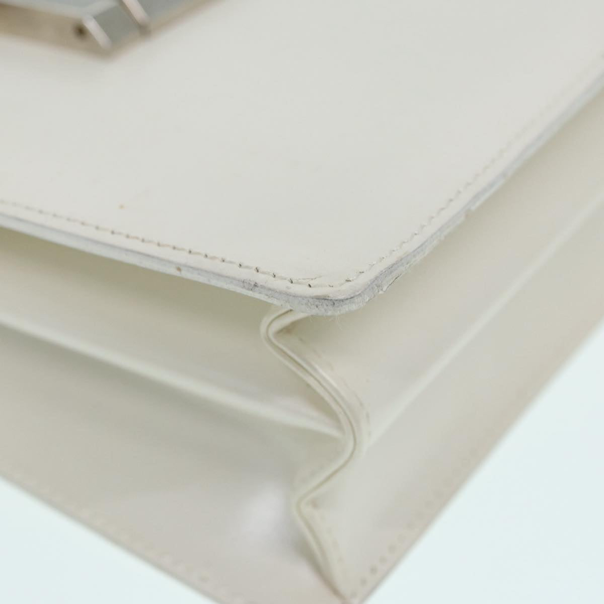 GUCCI Hand Bag Leather 2way White Silver 87204