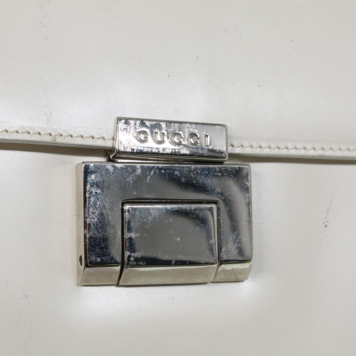 GUCCI Hand Bag Leather 2way White Silver 87204