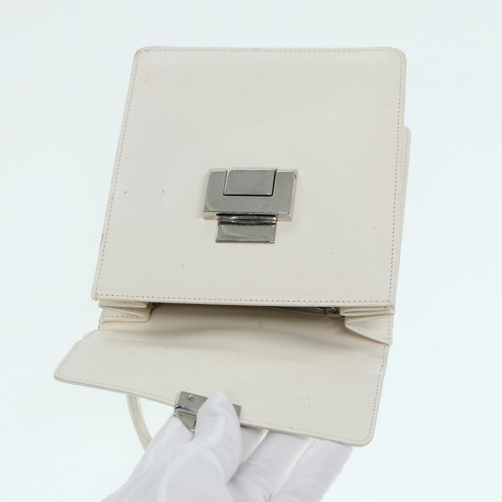 GUCCI Hand Bag Leather 2way White Silver 87204