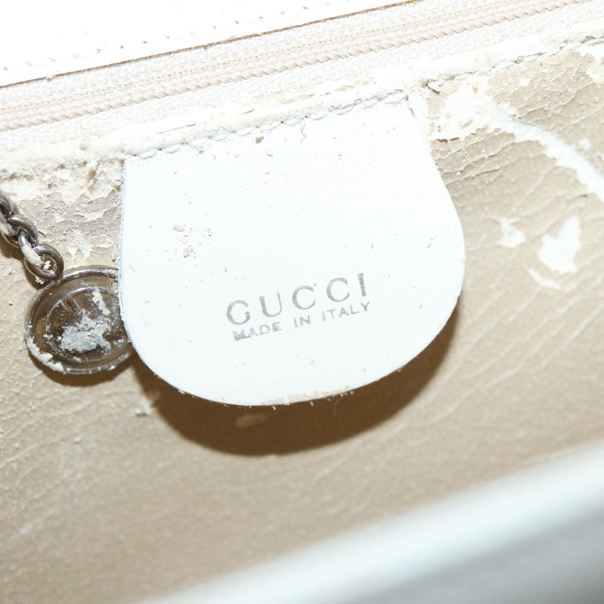 GUCCI Hand Bag Leather 2way White Silver 87204