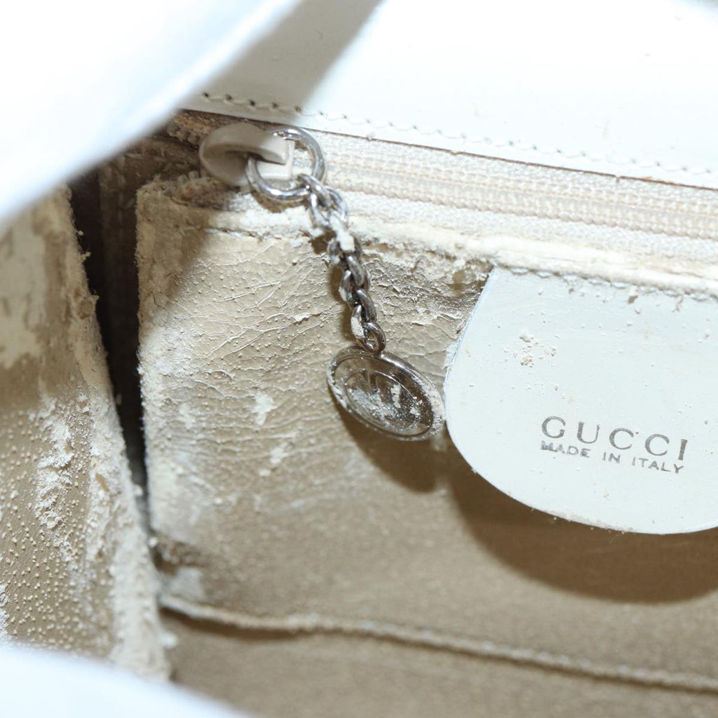 GUCCI Hand Bag Leather 2way White Silver 87204