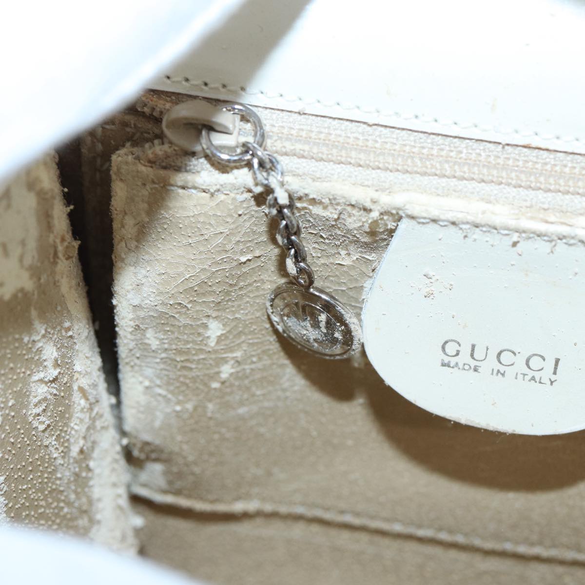 GUCCI Hand Bag Leather 2way White Silver 87204