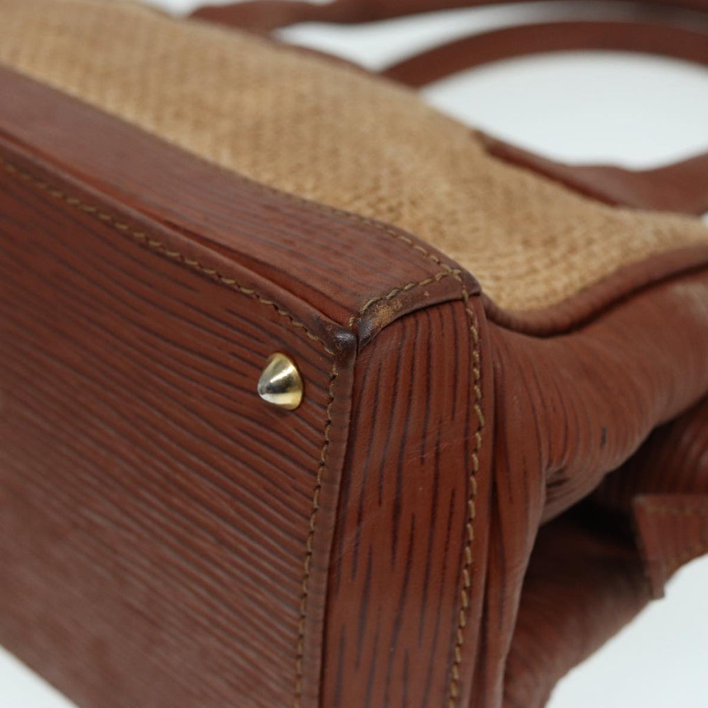 FENDI Hand Bag Straw Beige Gold 87207