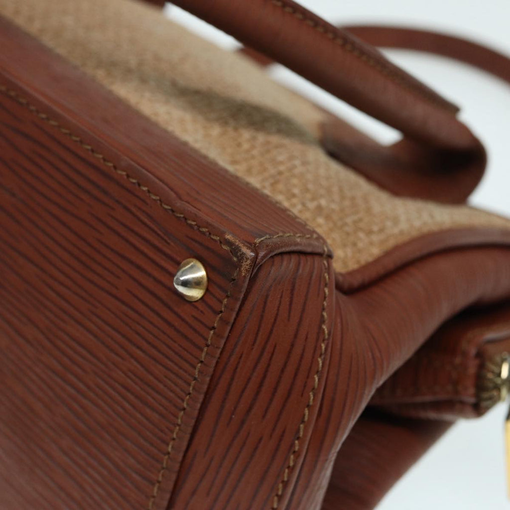 FENDI Hand Bag Straw Beige Gold 87207