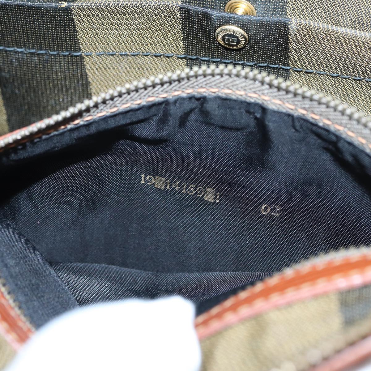 FENDI Hand Bag Straw Beige Gold 87207