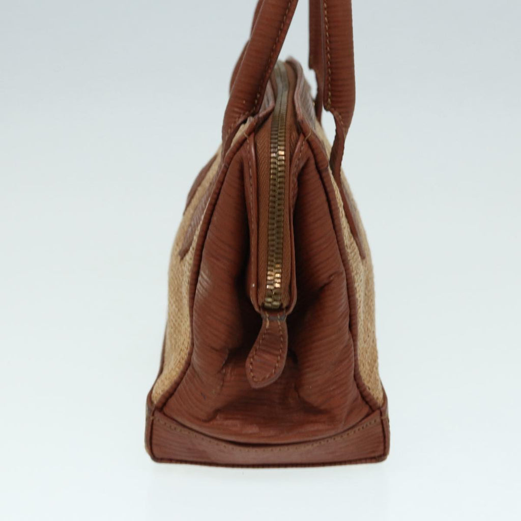 FENDI Hand Bag Straw Beige Gold 87207