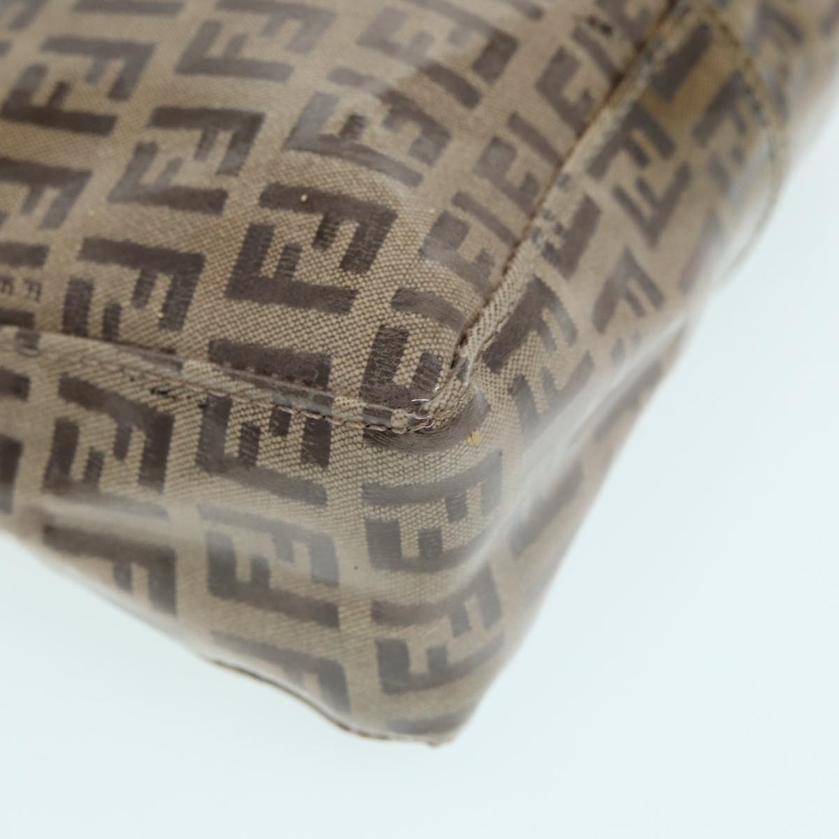 FENDI Zucchino Canvas Hand Bag Beige Gold 87208