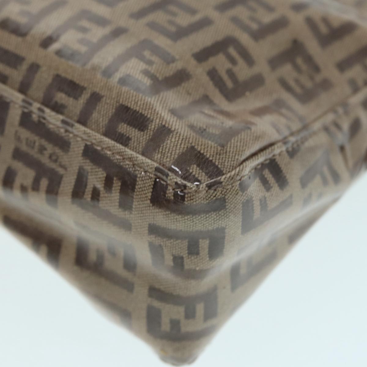FENDI Zucchino Canvas Hand Bag Beige Gold 87208