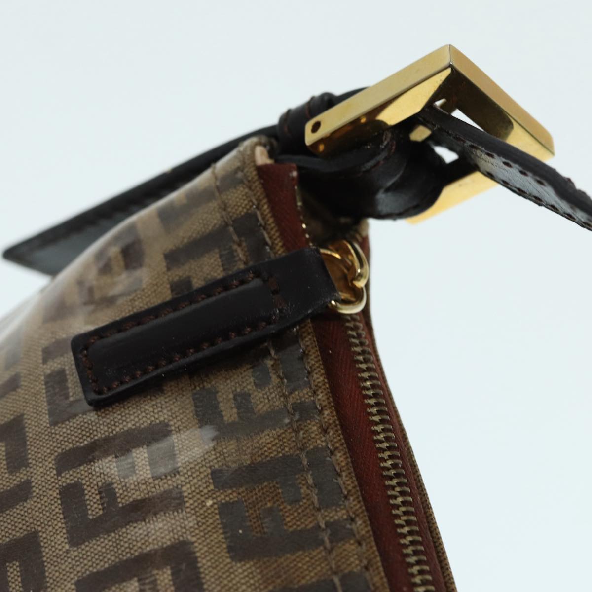 FENDI Zucchino Canvas Hand Bag Beige Gold 87208