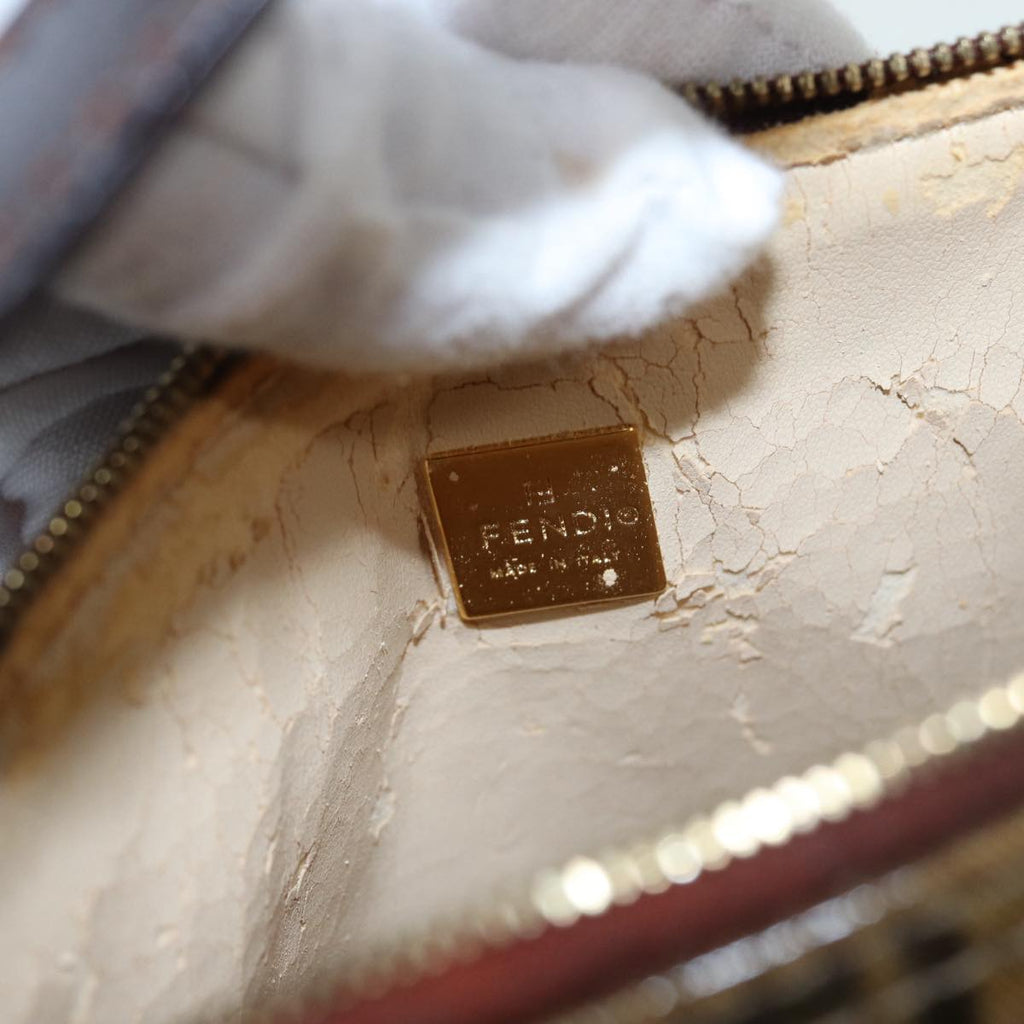FENDI Zucchino Canvas Hand Bag Beige Gold 87208