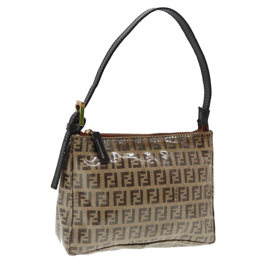 FENDI Zucchino Canvas Hand Bag Beige Gold 87208
