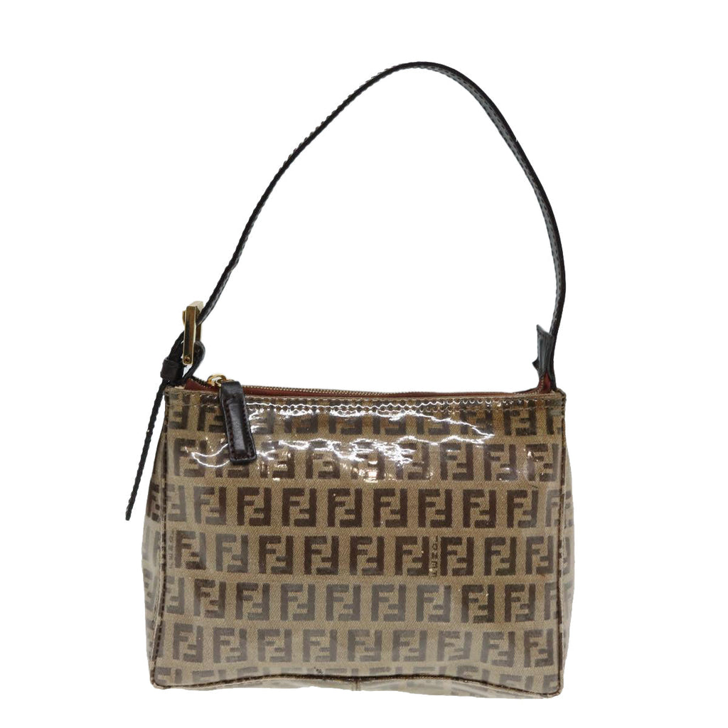 FENDI Zucchino Canvas Hand Bag Beige Gold 87208
