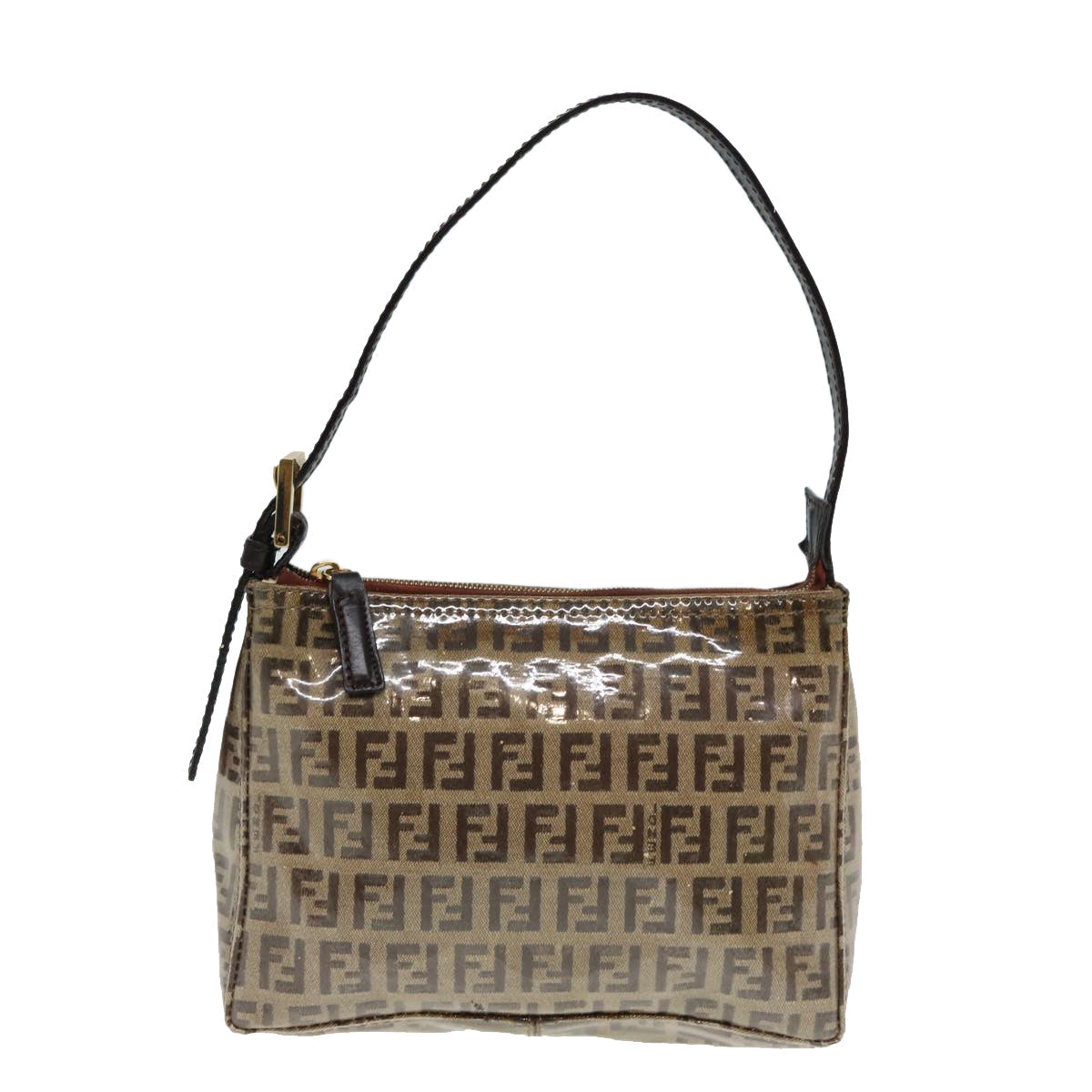 FENDI Zucchino Canvas Hand Bag Beige Gold 87208