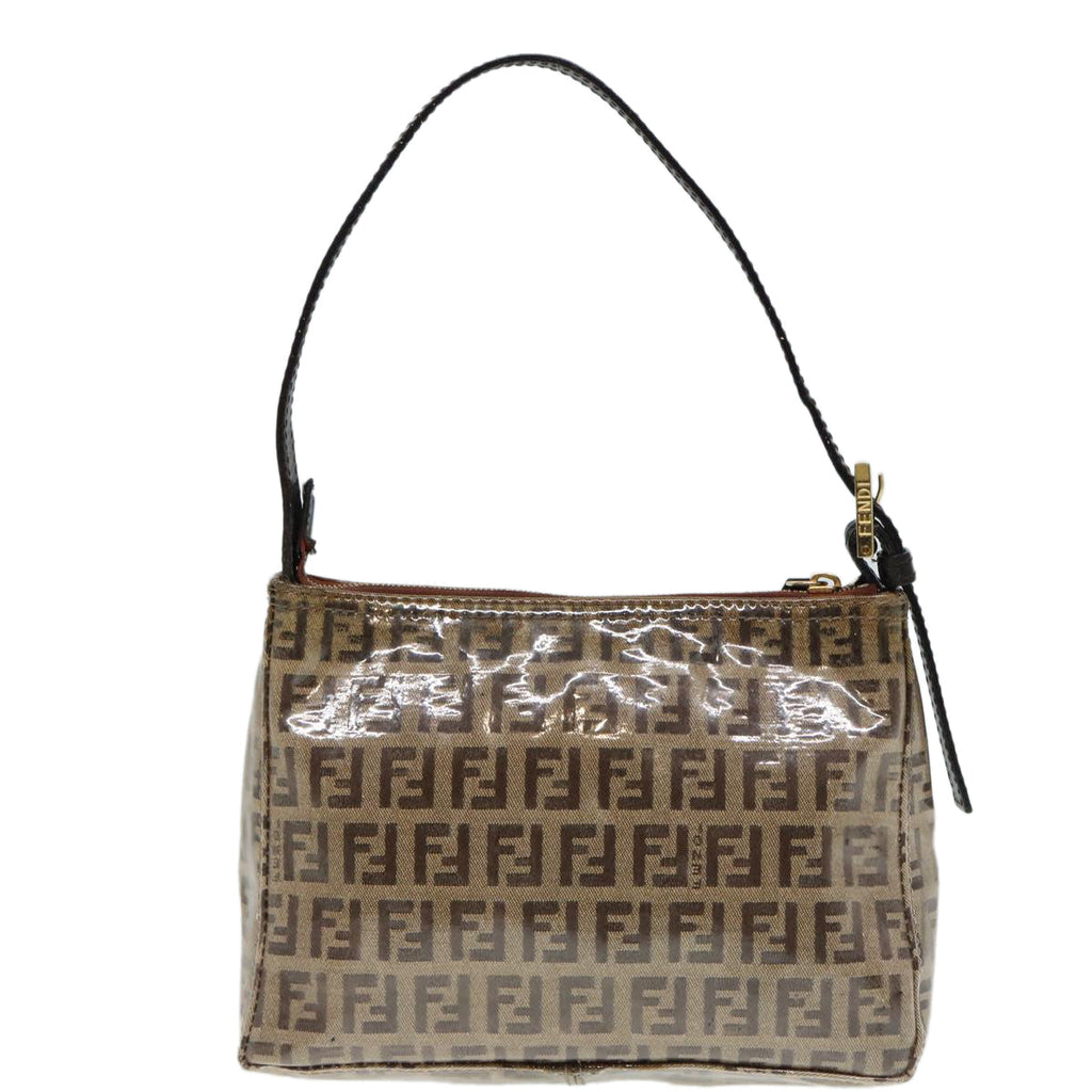 FENDI Zucchino Canvas Hand Bag Beige Gold 87208