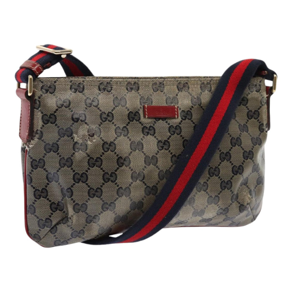 GUCCI GG Crystal Sherry Line Shoulder Bag Red Navy gold 189749 87210