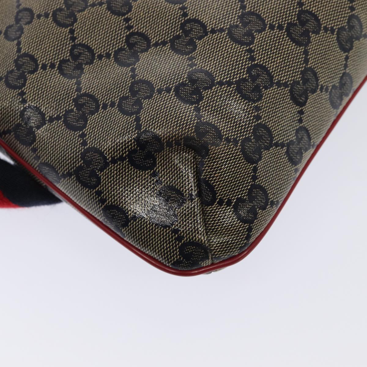 GUCCI GG Crystal Sherry Line Shoulder Bag Red Navy gold 189749 87210