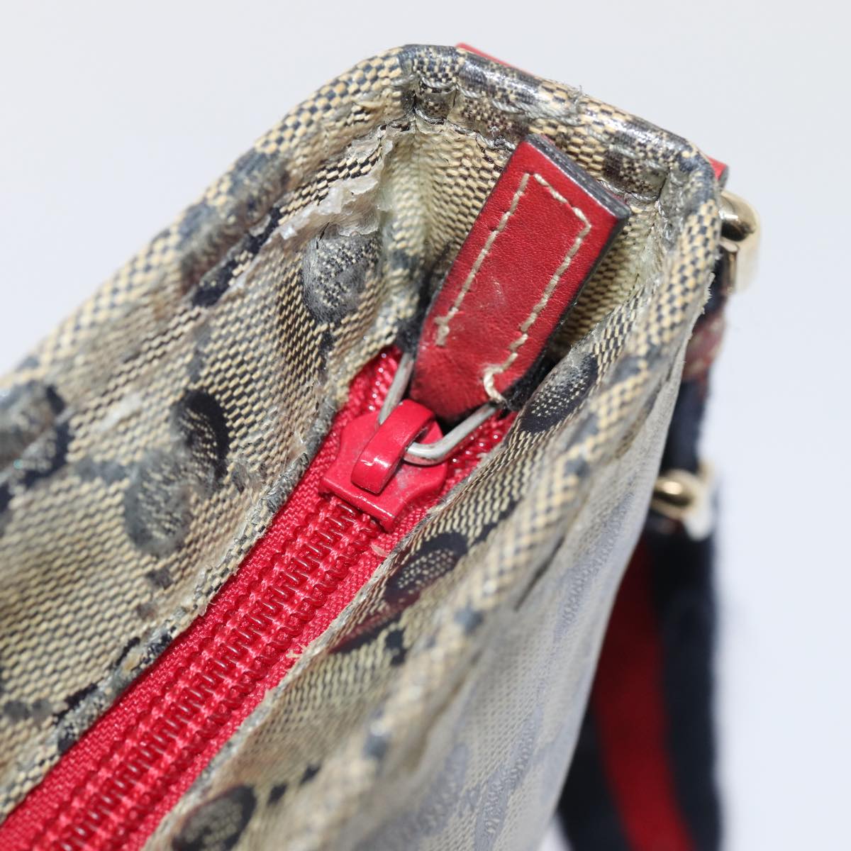 GUCCI GG Crystal Sherry Line Shoulder Bag Red Navy gold 189749 87210