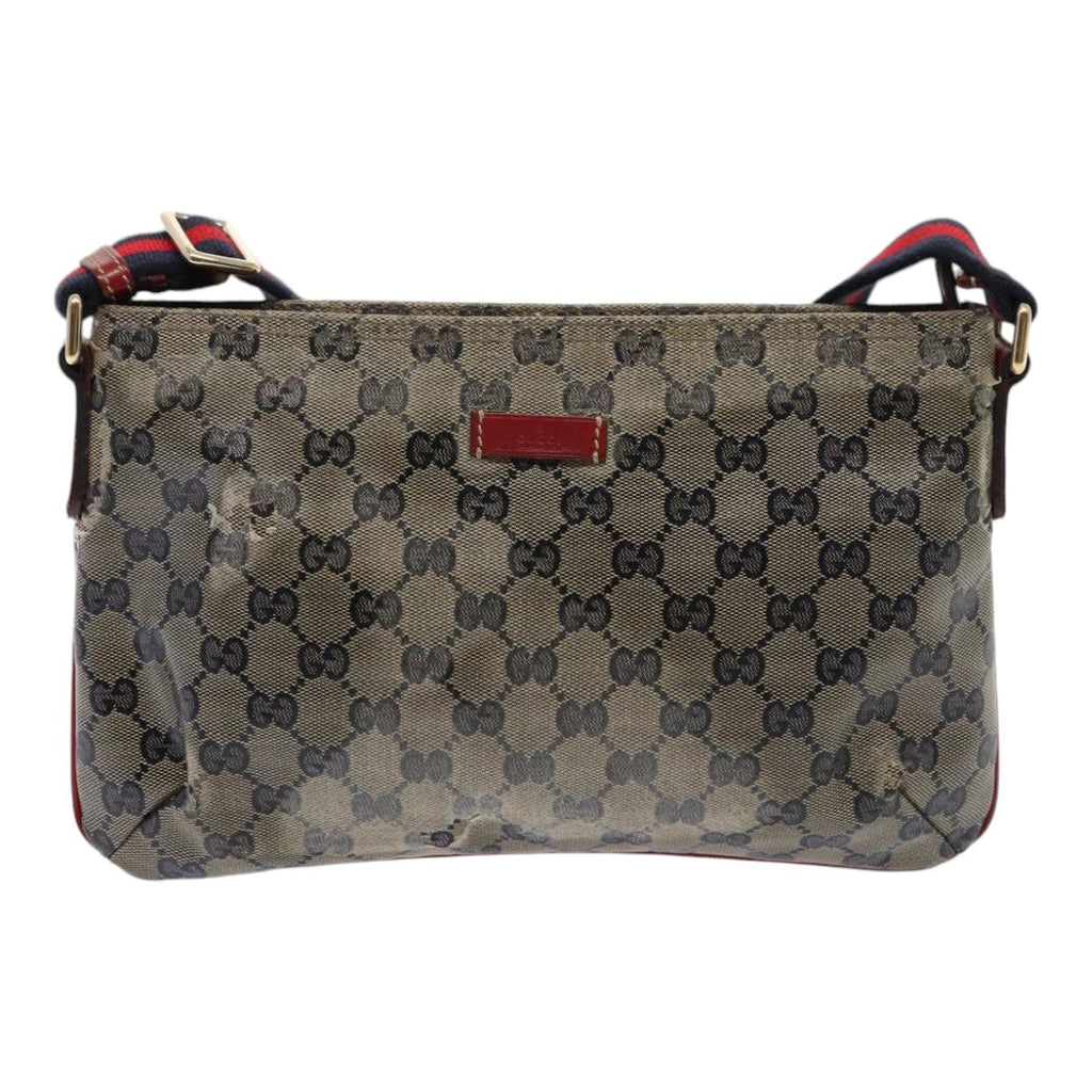 GUCCI GG Crystal Sherry Line Shoulder Bag Red Navy gold 189749 87210