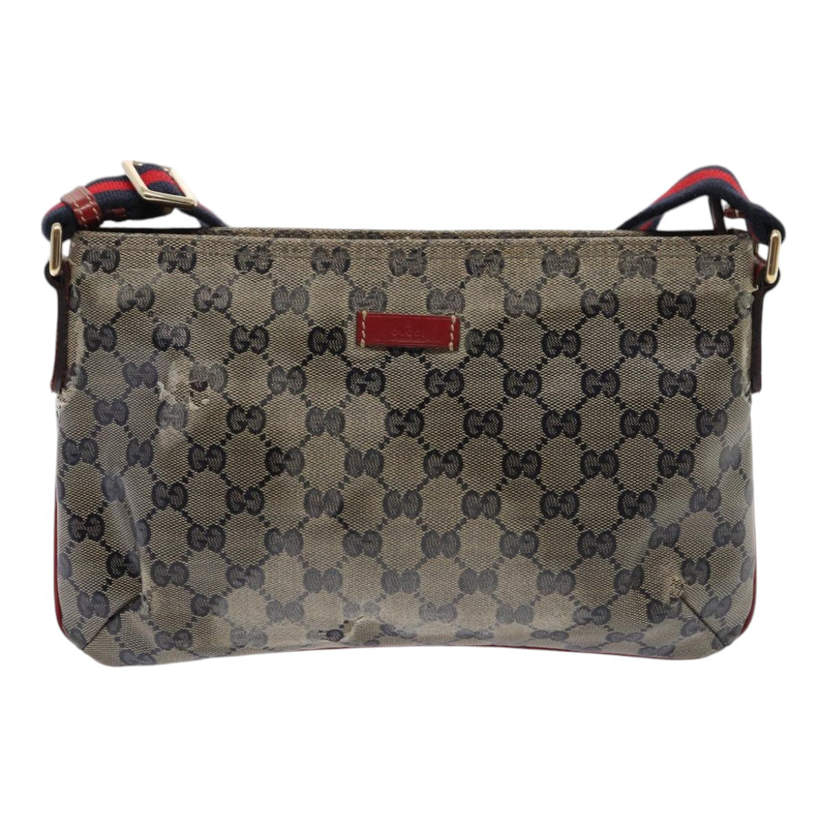 GUCCI GG Crystal Sherry Line Shoulder Bag Red Navy gold 189749 87210