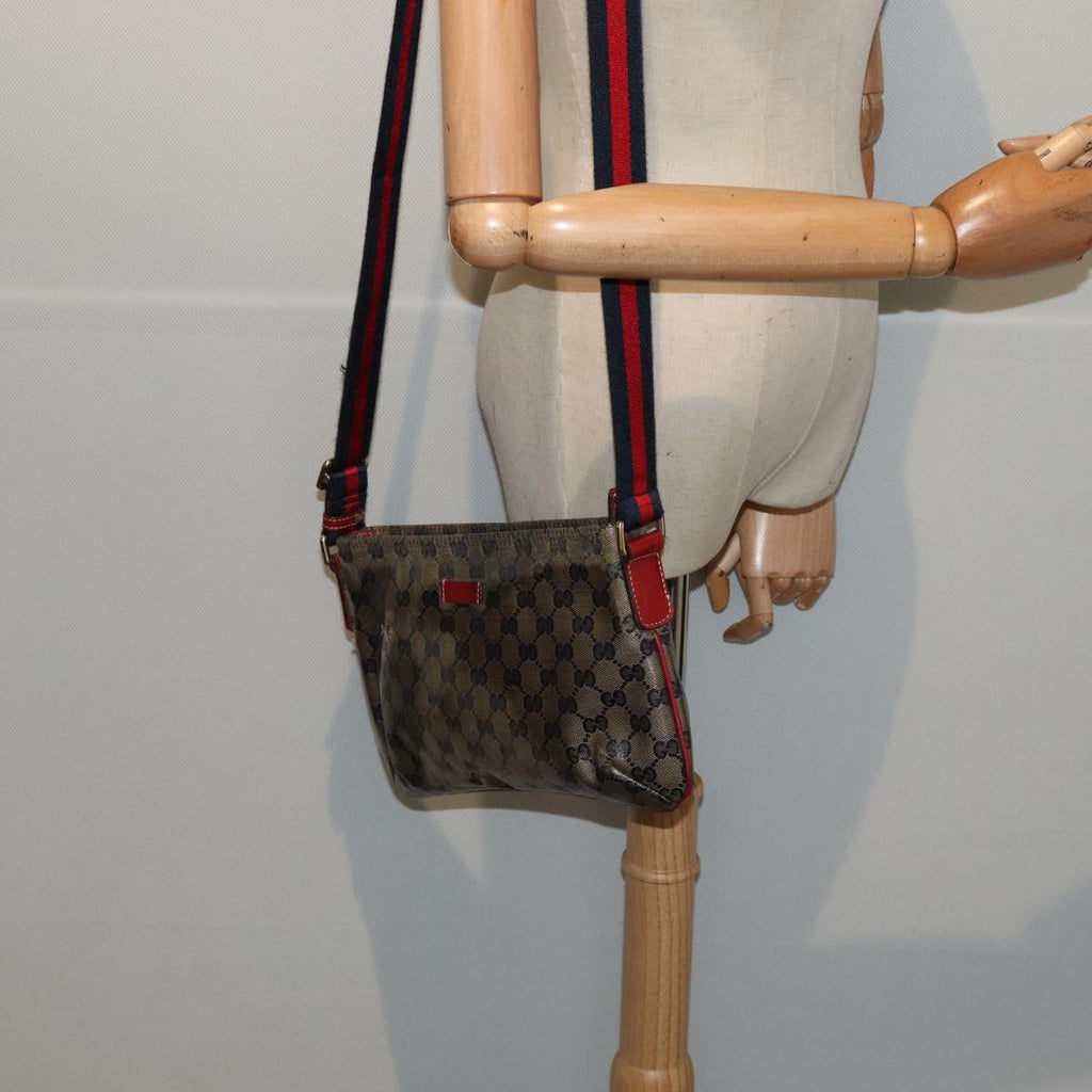 GUCCI GG Crystal Sherry Line Shoulder Bag Red Navy gold 189749 87210