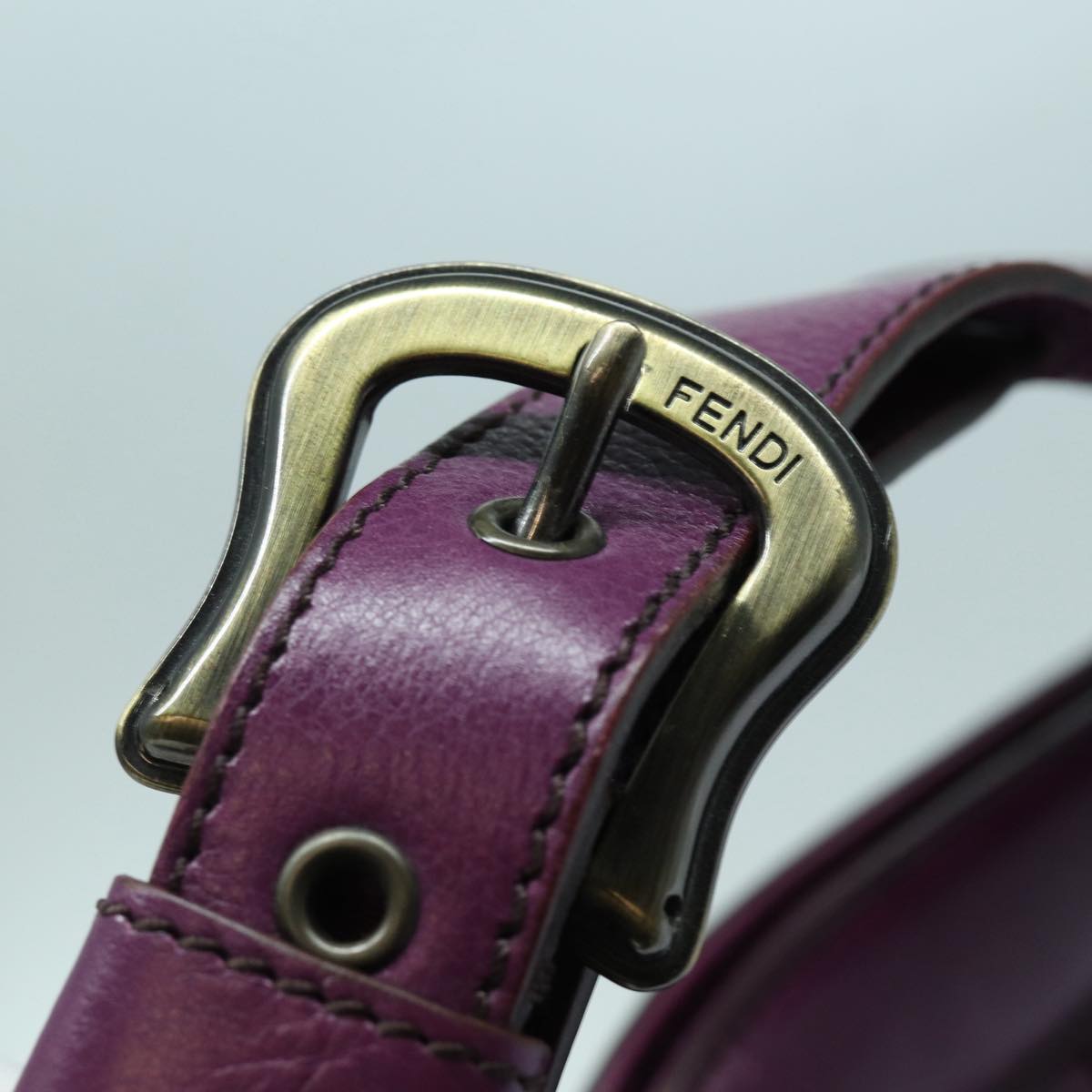 FENDI Shoulder Bag Leather Purple 87215