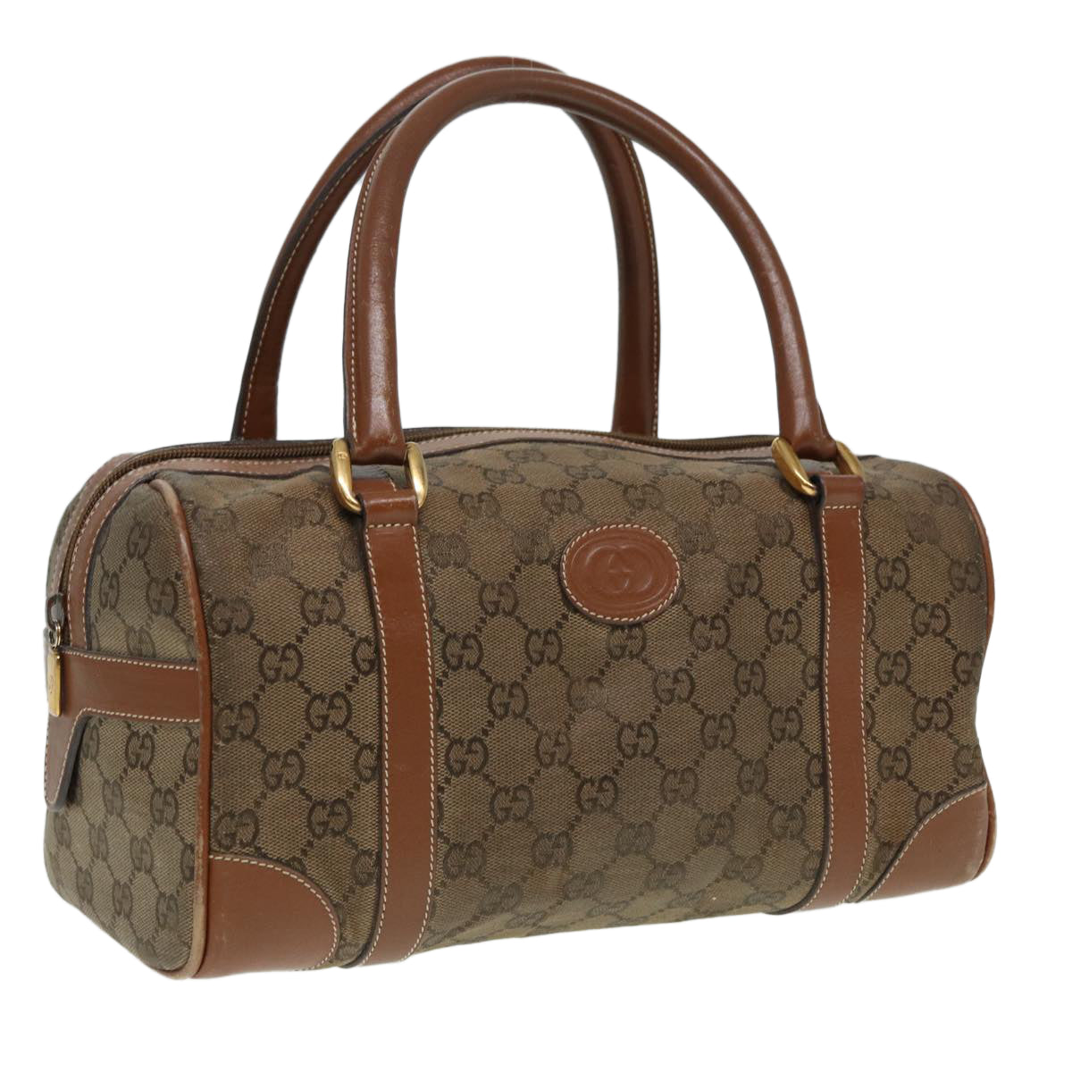 GUCCI GG Canvas Hand Bag Gold Brown 87220