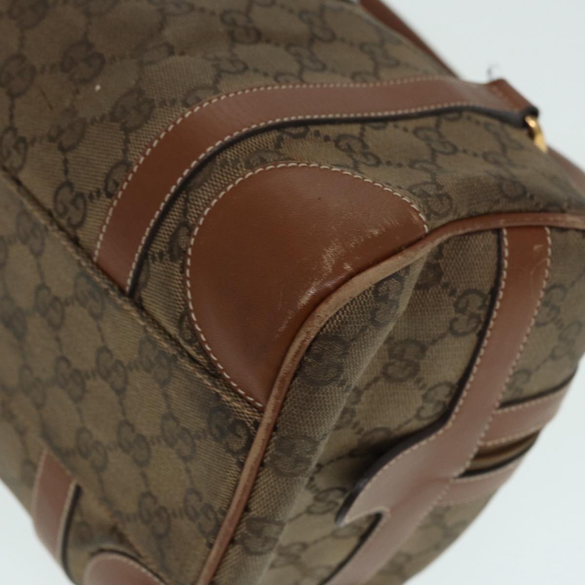 GUCCI GG Canvas Hand Bag Gold Brown 87220