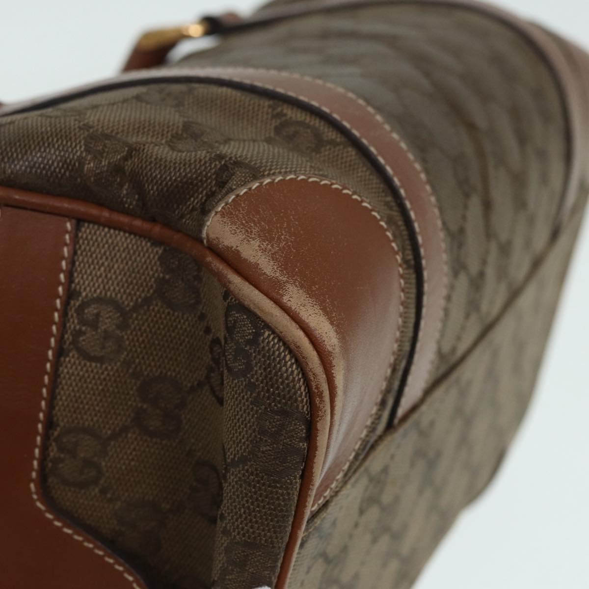 GUCCI GG Canvas Hand Bag Gold Brown 87220