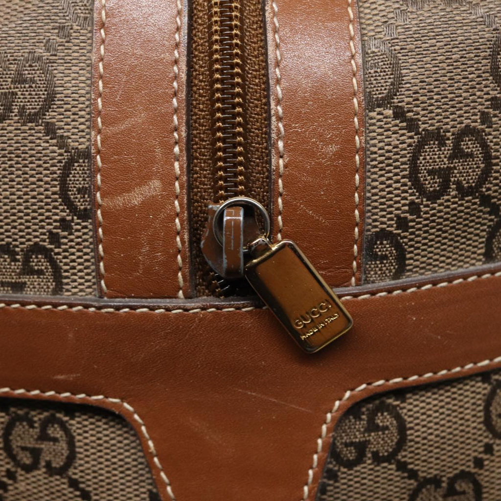 GUCCI GG Canvas Hand Bag Gold Brown 87220
