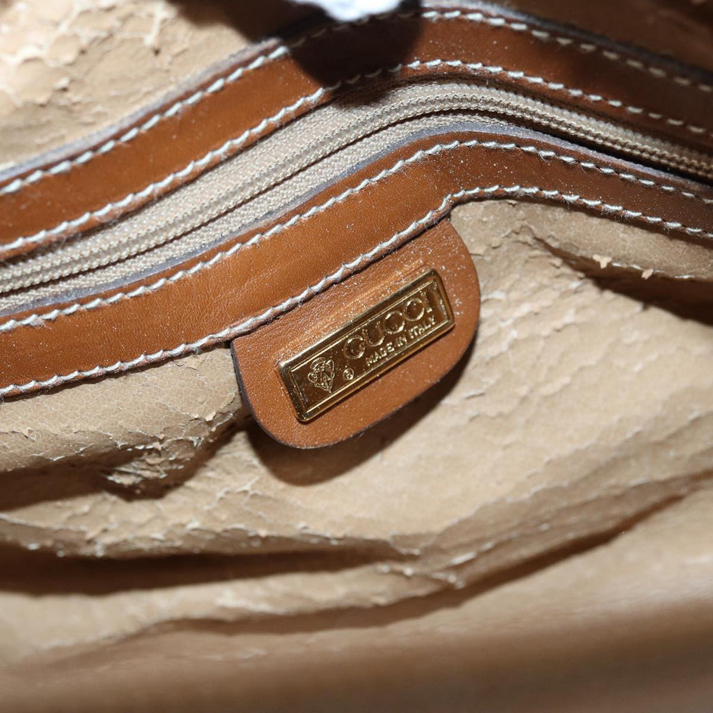 GUCCI GG Canvas Hand Bag Gold Brown 87220