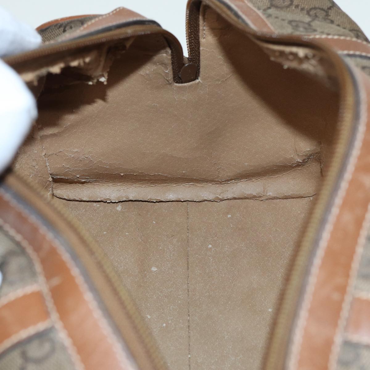GUCCI GG Canvas Hand Bag Gold Brown 87220