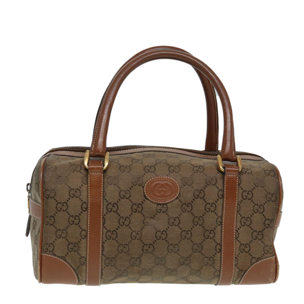 GUCCI GG Canvas Hand Bag Gold Brown 87220