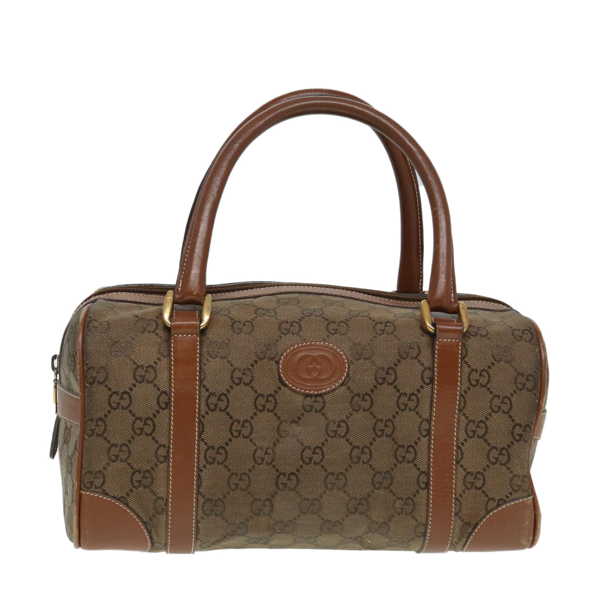 GUCCI GG Canvas Hand Bag Gold Brown 87220