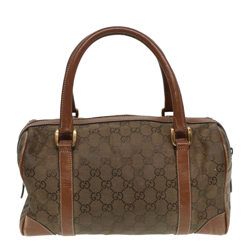 GUCCI GG Canvas Hand Bag Gold Brown 87220