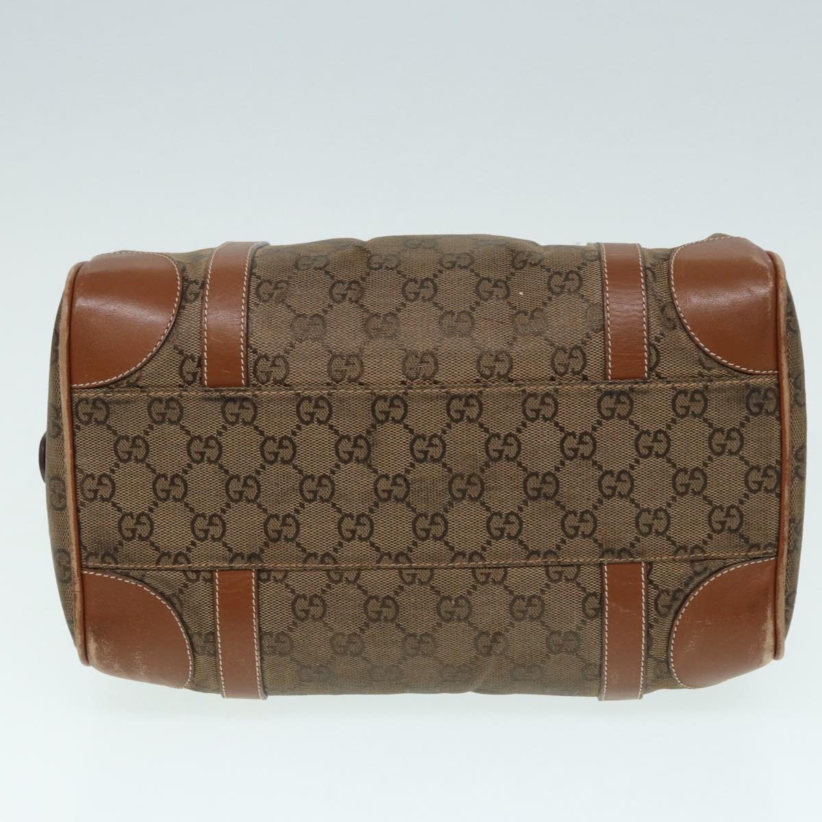 GUCCI GG Canvas Hand Bag Gold Brown 87220