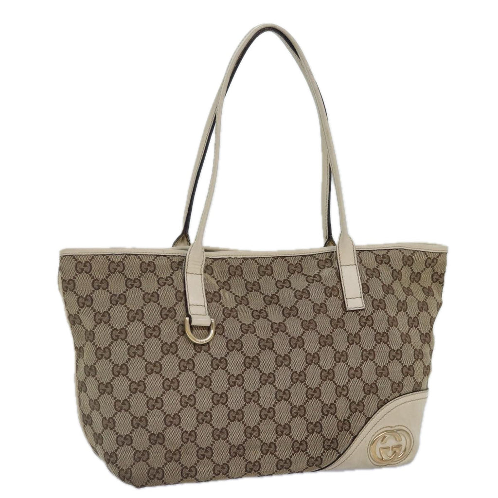 GUCCI GG Canvas Tote Bag Beige Gold 169946 87241