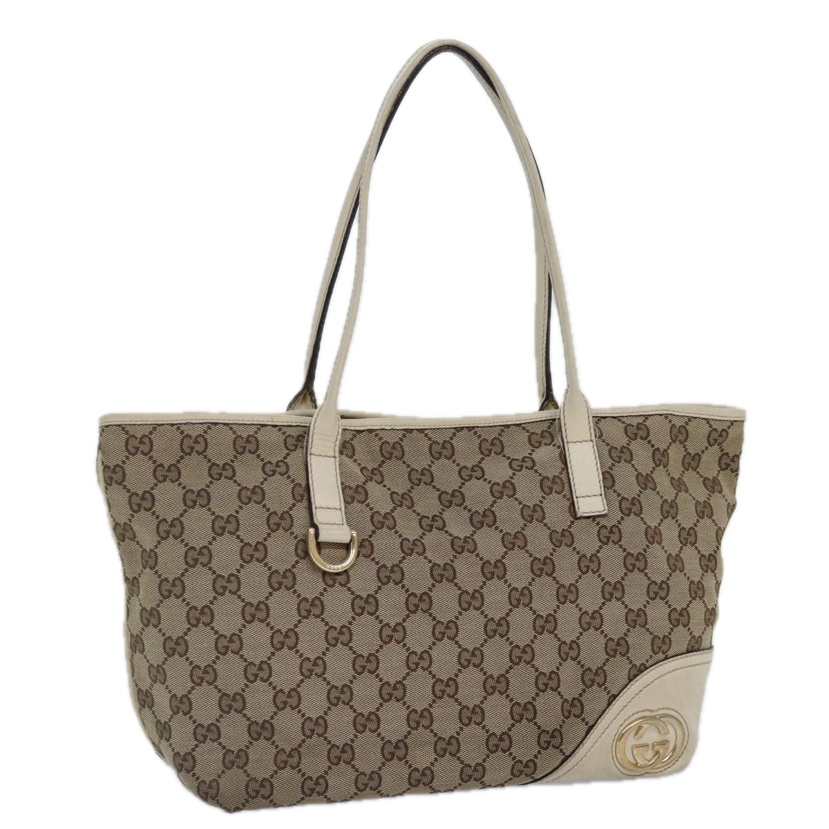GUCCI GG Canvas Tote Bag Beige Gold 169946 87241