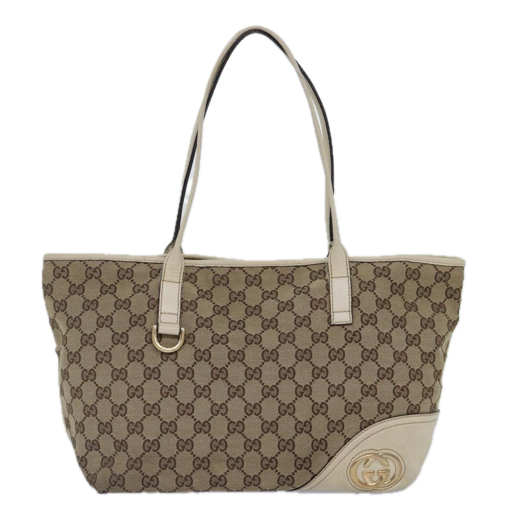 GUCCI GG Canvas Tote Bag Beige Gold 169946 87241