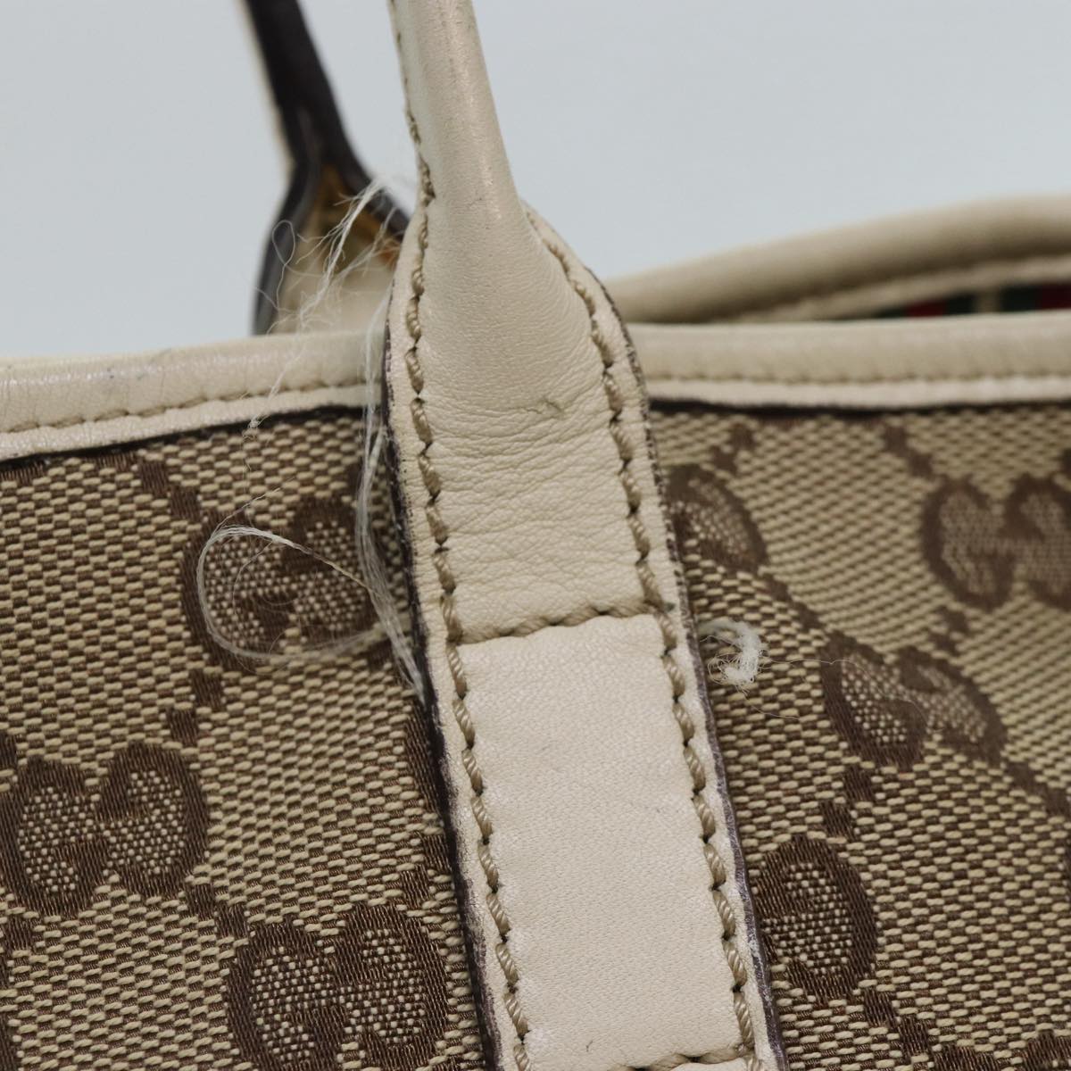 GUCCI GG Canvas Tote Bag Beige Gold 169946 87241