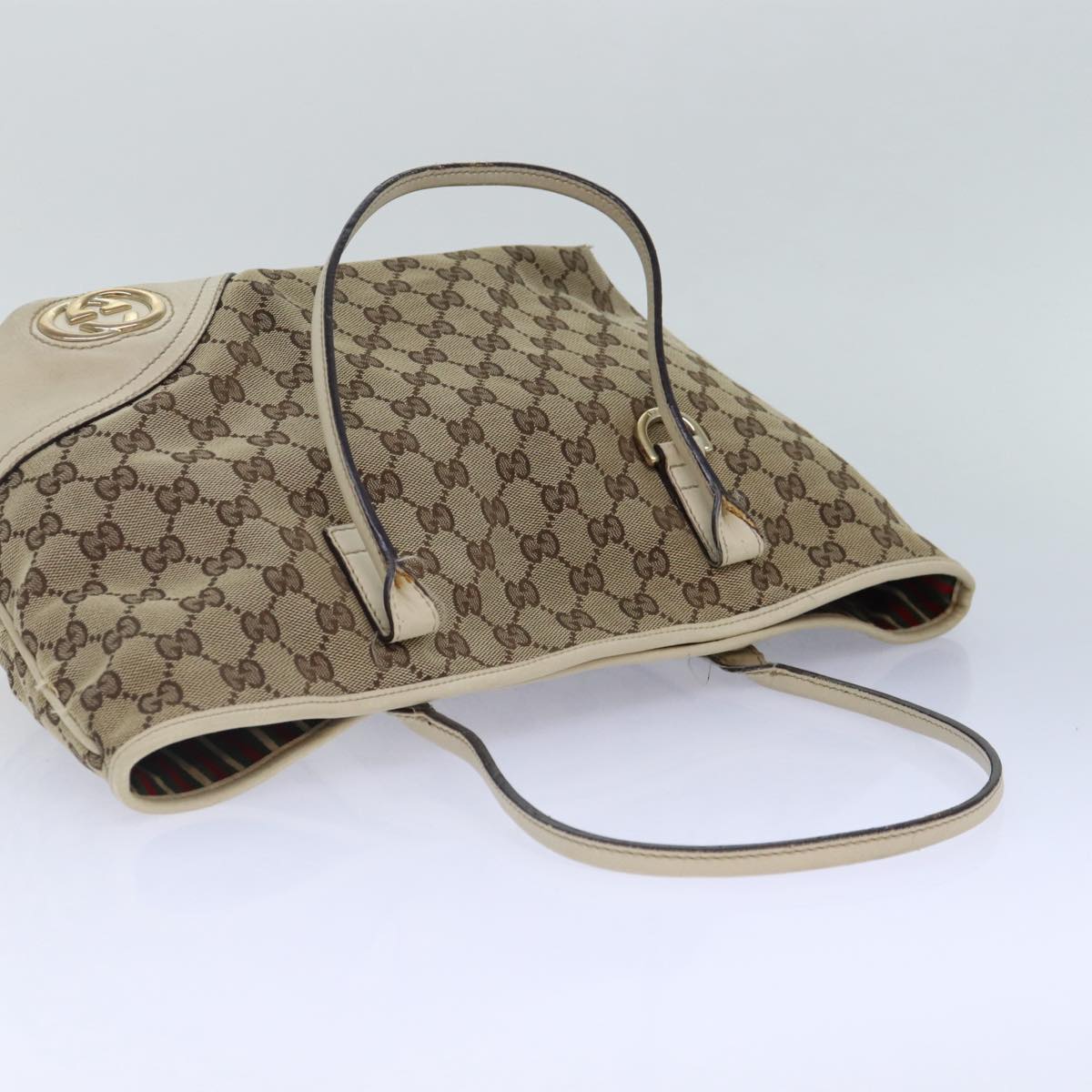 GUCCI GG Canvas Tote Bag Beige Gold 169946 87241
