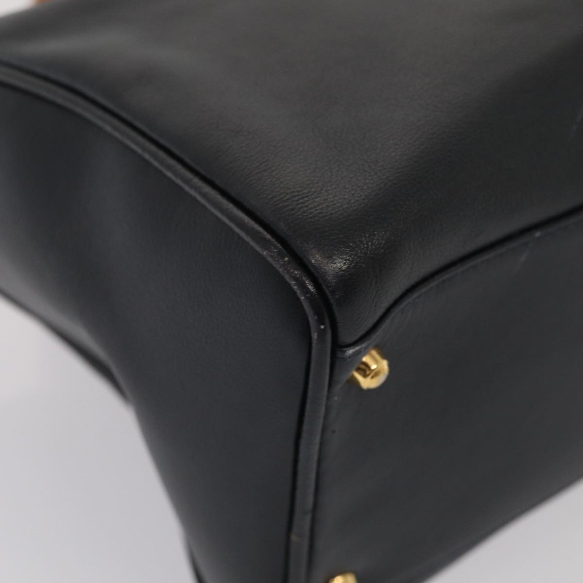 GUCCI Bamboo Hand Bag Leather 2way Black Gold 000 3444 0294 87242