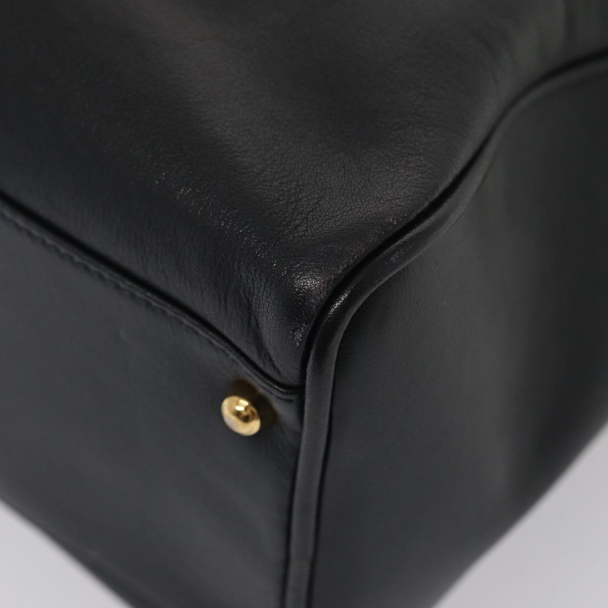 GUCCI Bamboo Hand Bag Leather 2way Black Gold 000 3444 0294 87242