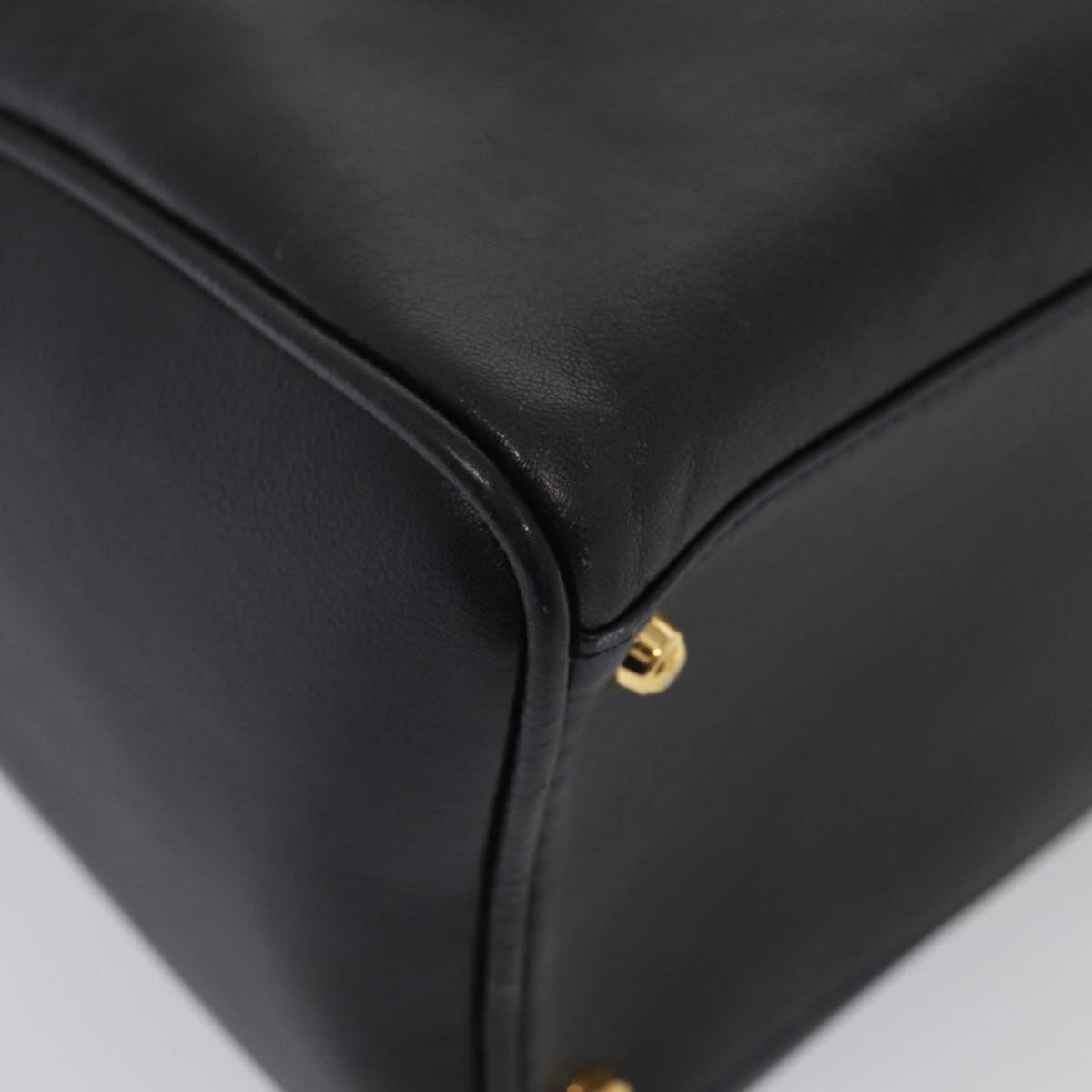 GUCCI Bamboo Hand Bag Leather 2way Black Gold 000 3444 0294 87242