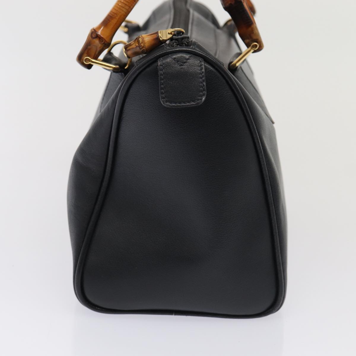 GUCCI Bamboo Hand Bag Leather 2way Black Gold 000 3444 0294 87242