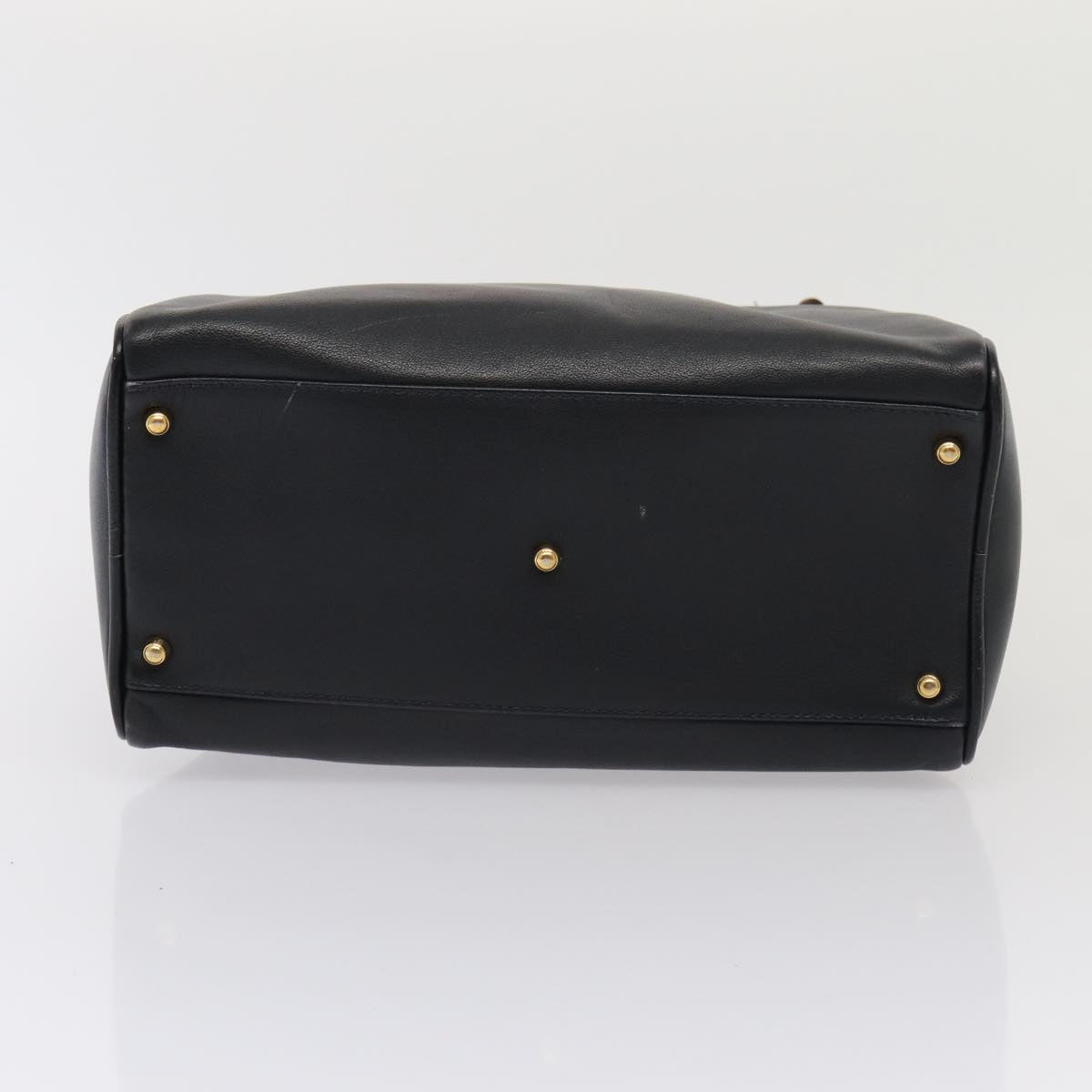 GUCCI Bamboo Hand Bag Leather 2way Black Gold 000 3444 0294 87242