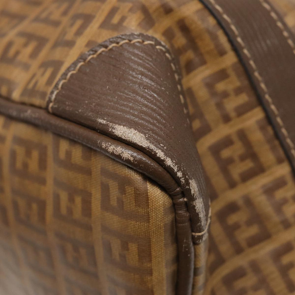 FENDI Zucchino Canvas Boston Bag Vintage Beige Brown gold 87247