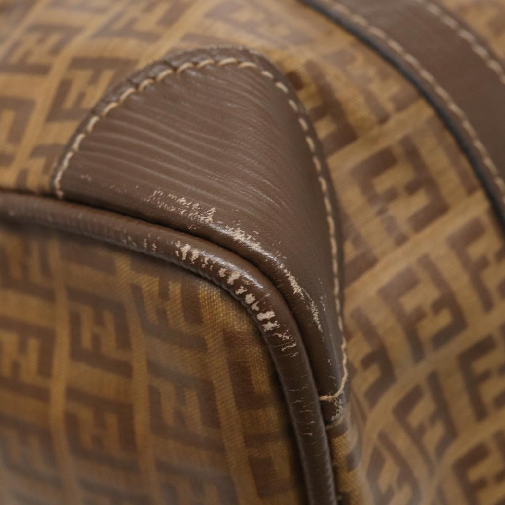 FENDI Zucchino Canvas Boston Bag Vintage Beige Brown gold 87247