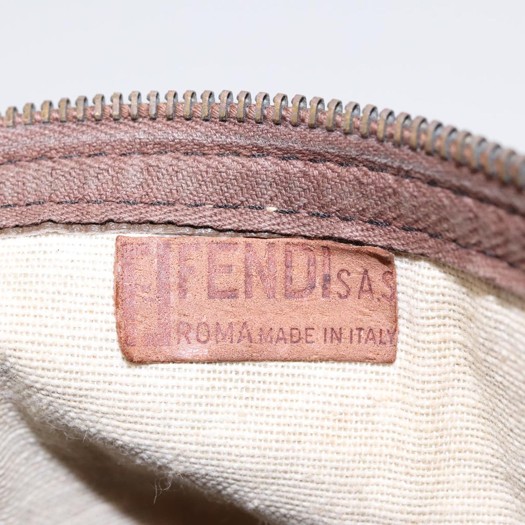 FENDI Zucchino Canvas Boston Bag Vintage Beige Brown gold 87247