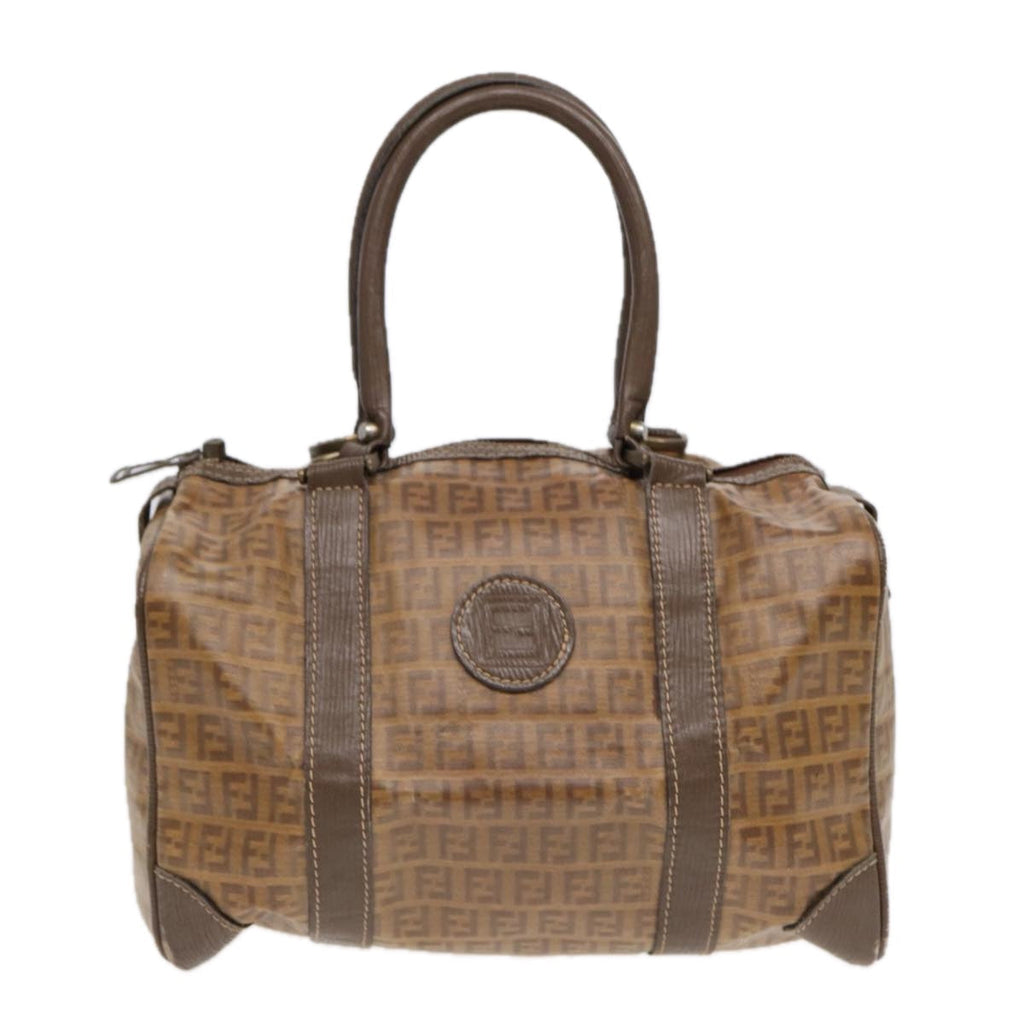 FENDI Zucchino Canvas Boston Bag Vintage Beige Brown gold 87247